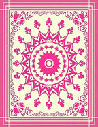 Bright Pink Mandala Floral Pattern Rug