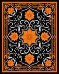 Orange Floral Black Whimsical Pattern Rug
