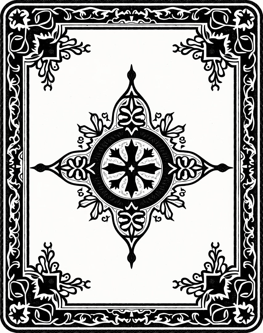 Ornate Black And White Medallion Rug