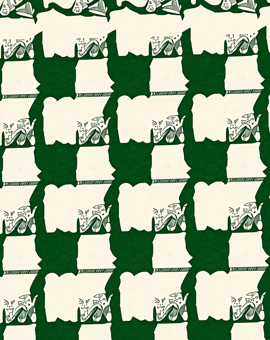 Green Checkerboard Abstract Art Rug