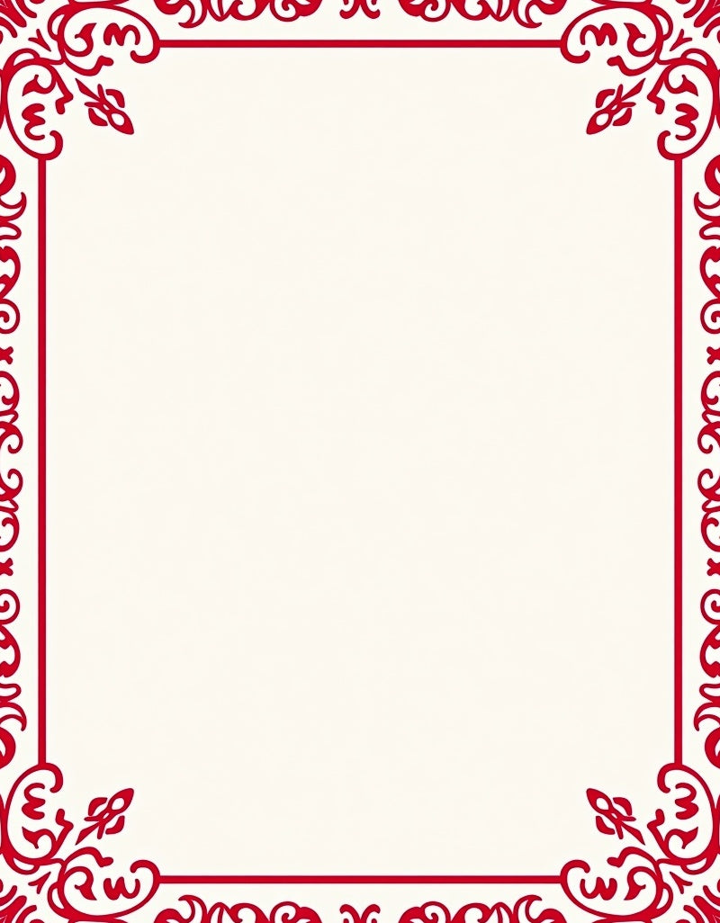 Red Ornate Floral Border Rug
