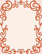 Orange Floral Swirl Scroll Border Rug