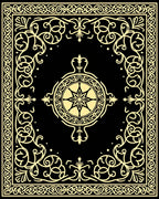 Intricate Gold Scrollwork Central Star Rug