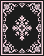 Elegant Pink Floral Border Design Rug
