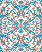 Teal Coral Floral Filigree Pattern Rug