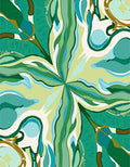 Abstract Green Leafy Flow Pattern Rug