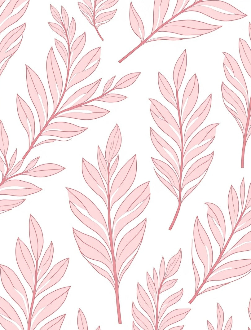 Pink Leafy Branch Pattern Rug