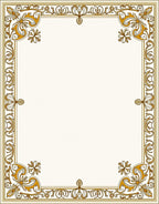 Ornate Gold Floral Scroll Border Rug