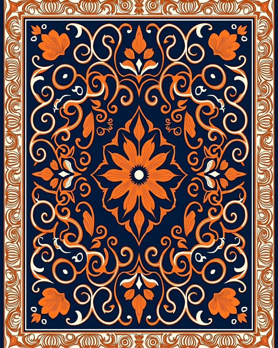Orange Blossom Swirl Pattern Rug