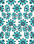 Teal Navy Floral Symmetry Rug