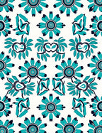 Teal Navy Floral Symmetry Rug