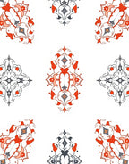 Red and Gray Ornamental Medallion Pattern Rug