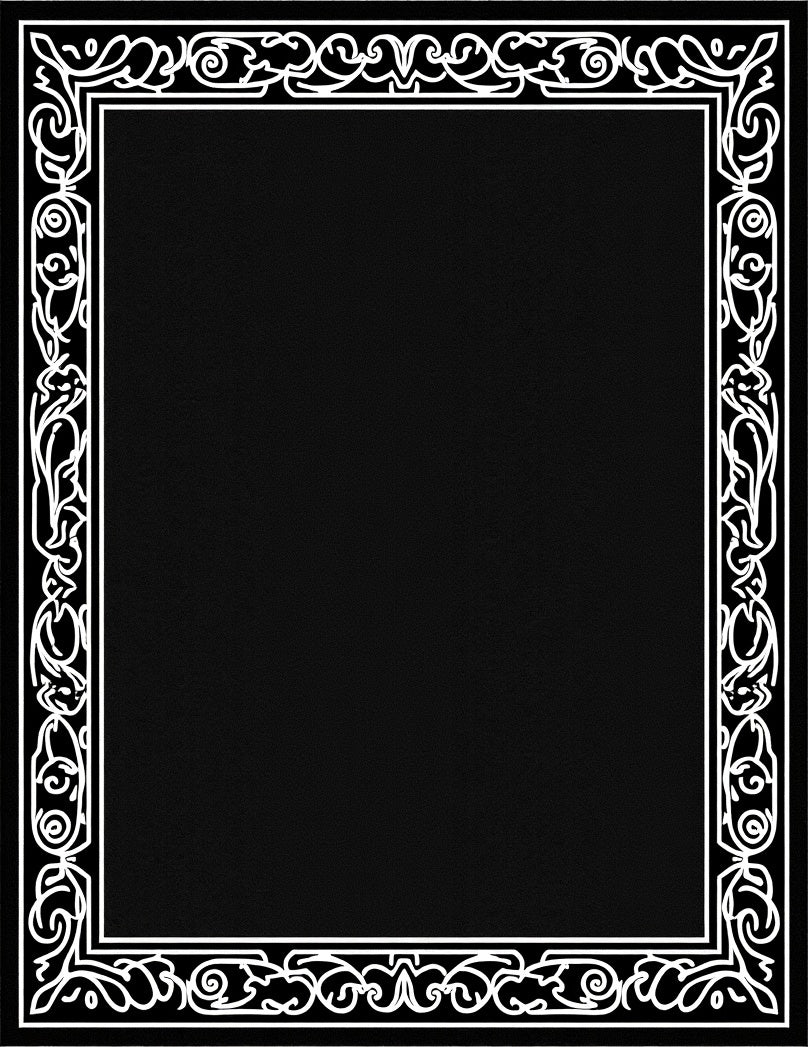 Black White Ornate Scrollwork Design Rug