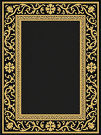 Elegant Black Gold Floral Frame Rug