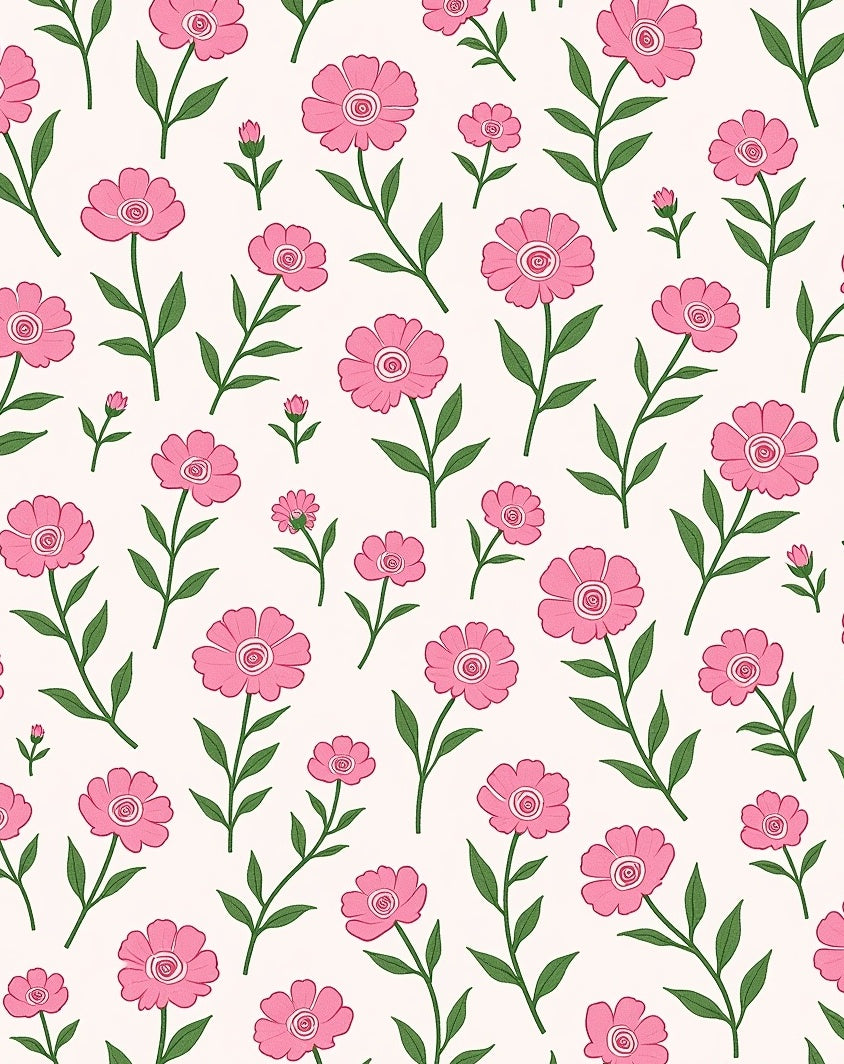 Pink Floral Pattern Garden Design Rug