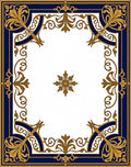 Regal Gold Deep Blue Floral Frame Rug