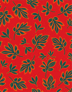Vibrant Leaf Pattern Red Area Rug