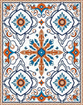 Orange Blue Floral Mandala Design Rug
