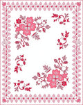 Fuchsia Floral Garden Border Rug