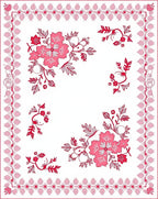 Fuchsia Floral Garden Border Rug