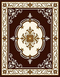 Ornate Floral Centerpiece With Border Rug