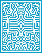 Blue Geometric Circuit Board Pattern Rug