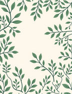 Cream Green Leafy Branch Pattern Rug