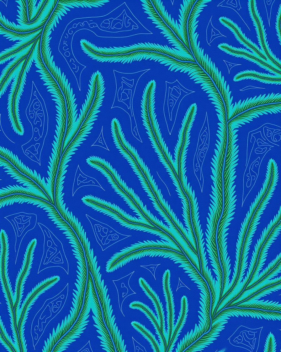 Ocean Fern Leaf Pattern Design Rug