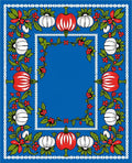 Vivid Blue Botanical Pumpkin Frame Rug