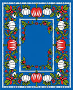Vivid Blue Botanical Pumpkin Frame Rug