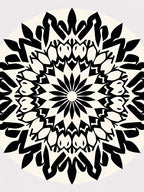 Striking Black White Mandala Motif Rug