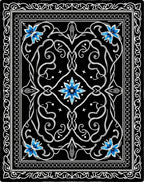 Bold Blue Flourish Floral Design Rug