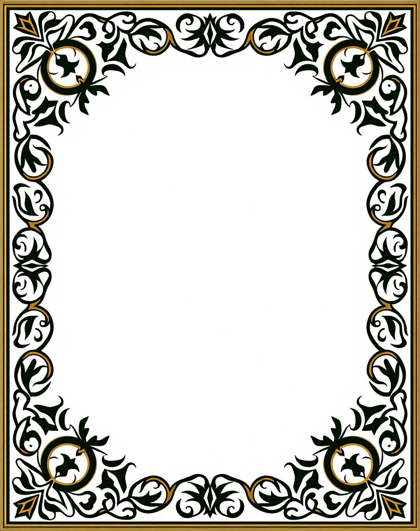 Ornate Black Gold Floral Scrollwork Rug