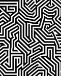 Black White Geometric Maze Design Rug