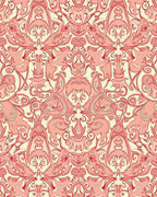 Elegant Red Swirls Floral Motif Rug