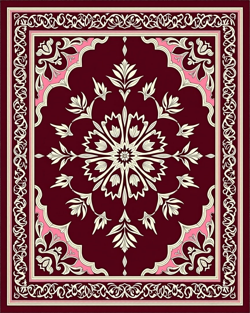 Elegant Floral Medallion Border Rug