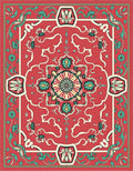 Red Floral And Vine Medallion Rug
