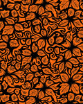 Intricate Orange Floral Swirl Pattern Rug