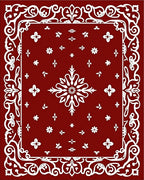 Crimson Floral Damask Patterned Rug