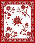 Red Rose Floral Art Rug