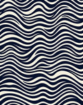 Navy Cream Wavy Stripe Pattern Rug