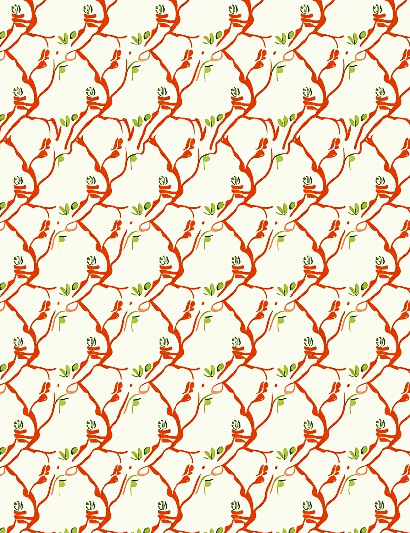 Curving Branch With Leaf Pattern Rug
