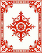 Ornate Red Starburst Frame Design Rug