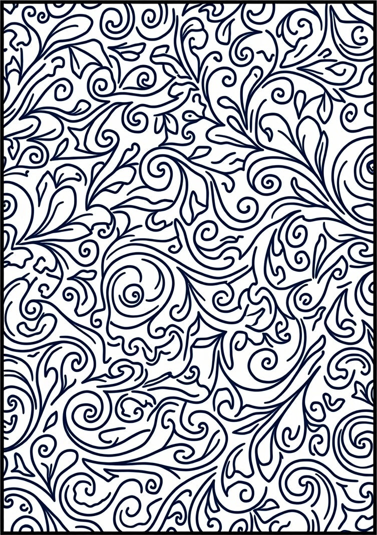 Elegant Floral Swirl Pattern Design Rug