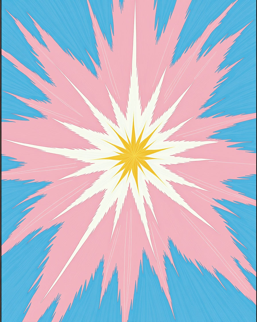 Radiant Burst Geometric Pink Blue Rug