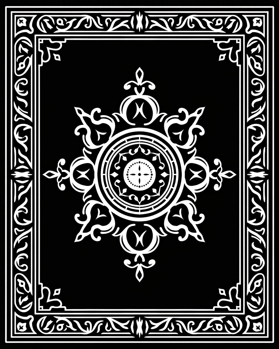 White Filigree Mandala Border Design Rug