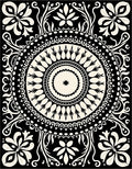 Black Cream Mandala Floral Pattern Rug