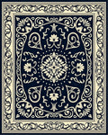 Intricate Floral Scrollwork Dark Rug