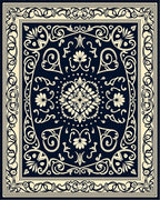 Intricate Floral Scrollwork Dark Rug
