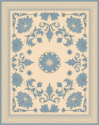 Pale Blue Floral Scrollwork Rug